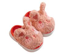 Slippers 35 Child Girls Slippers Winter Warm Fluffy Shoes for Children Cosy Comfortable Soft Toddler Slippers with Cute Rabbit and Strawberry Slippers Soft Sole, pink, 5 UK Child