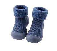 Slippers Blue Kids Toddler Baby Boys Solid Warm Knitted Soft Single Rubber Shoes Socks Slipper Stocking Soft Shoes Socks Slippers Boys 35, D Blue, 5 UK Child