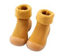 Slippers Blue Kids Toddler Baby Boys Solid Warm Knitted Soft Single Rubber Shoes Socks Slipper Stocking Soft Shoes Socks Slippers Boys 35, D Yellow, 5 UK Child
