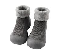 Slippers Blue Kids Toddler Baby Boys Solid Warm Knitted Soft Single Rubber Shoes Socks Slipper Stocking Soft Shoes Socks Slippers Boys 35, D Grey, 7 UK Child