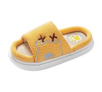 Slippers Boys Dino Family Kids Linen Slippers Thick Sole Non-Slip for Parenting Boys Girls Cotton Linen Slippers Cuddly Toy Baby Cream, yellow, 11.5 UK Child