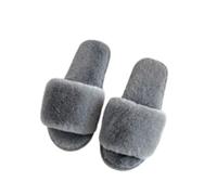 Slippers Elegant Women's Pom Poms, Mules, Women's Cuddly Slippers, Flat Casual Shoes, Comfortable Slippers, Wide Feet, Bathing Slippers, Non-Slip Slides, Breathable Sandals, gray, 7 UK