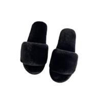 Slippers Elegant Women's Pom Poms, Mules, Women's Cuddly Slippers, Flat Casual Shoes, Comfortable Slippers, Wide Feet, Bathing Slippers, Non-Slip Slides, Breathable Sandals, black, 6 UK