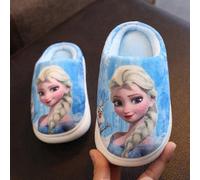 Slippers fall and winter girls cotton slippers middle and large children Aisha Princess warm non-slip shoes home Cherbourg Blue 210 yards 19CM