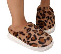 Slippers Fluffy Unisex Halloween Pumpkin Slipper Disposable Slip on Shoes Women Soft Plush Lightweight House Moose Cookie Man Santa Claus Cozy Cute Fuzzy Brown 45
