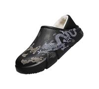 Slippers for Men and Women, Closed Non-Slip - Slippers in Chinese Style, Comfortable Mules, Slippers, Warm Lined Household Shoes, Casual Shoes, Slippers for Indoor and Outdoor Use, black, 9 UK