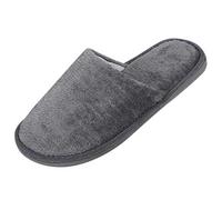 Slippers for Men and Women, Non-Slip Winter Slippers, Unisex Guest Slippers, Plain Cotton Hotel Slippers for the Bedroom, Fluffy House Slippers, Comfort Slippers, gray, 9/9.5 UK