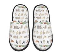 Slippers For Men Painted Cute Goat House Slippers For Women Soft Anti-Skid Women'S Slipper, For Home, Hotel, Travel, L