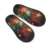 Slippers For Men Splendid Fireworks House Slippers For Women Comfy Warm Women'S Slipper, For Hotel, Indoor Outdoor, Travel, L