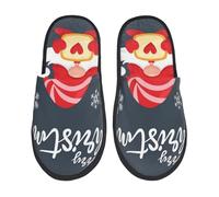 Slippers For Men Three Cute Christmas Gnomes Print Slippers Soft Comfy Man Shoes, For Travel, Home, Hotel, L