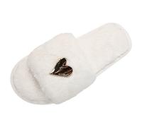Slippers for Women Indoor Shoes Fluffy Slippers Ladies Fashion Solid Color Short Plush Heart Decoration Toe Flat Cotton Slipper Ladies Slipper Size 5 Ankle for Women White