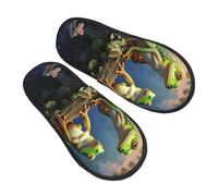 Slippers For Women Many Frogs Sing On The Branches House Slippers Warm Anti-Skid Men'S Warm Slip On Slipper, For Hotel, Travel, Indoor Outdoor, L