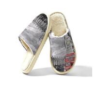 Slippers for Women Men, British London Big Ben Memory Foam House Shoes L