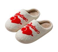 Slippers for Women Men Retro Memory Foam Plush Fluffy Warm Trendy Colorful Cartoon Illustrated Fuzzy Slippers Holiday Slip-on Indoor Outdoor House Shoes