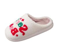 Slippers for Women Men Warm Christmas Cozy Fuzzy Cushion with Cookies Santa and Christmas Tree Prints Antislip Lightweight Slipper Slip-on Slippers Winter Warm for Indoor and Outdoor