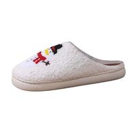 Slippers for Women Men Warm Christmas Cozy Fuzzy Cushion with Cookies Santa and Christmas Tree Prints Antislip Lightweight Slipper Slip-on Slippers Winter Warm for Indoor and Outdoor (01 White, 6.5)