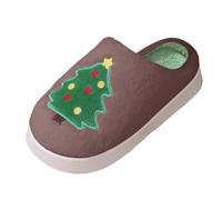 Slippers for Women Men Warm Christmas Cozy Fuzzy Cushion with Cookies Santa and Christmas Tree Prints Antislip Lightweight Slipper Slip-on Slippers Winter Warm for Indoor and Outdoor (01 White, 6.5)