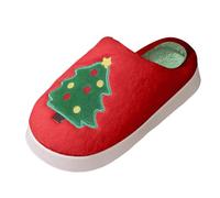 Slippers for Women Men Warm Christmas Cozy Fuzzy Cushion with Cookies Santa and Christmas Tree Prints Antislip Lightweight Slipper Slip-on Slippers Winter Warm for Indoor and Outdoor (01 White, 7.5)