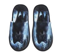 Slippers For Women Night Scene Of Wolves Print House Slippers Soft Anti-Skid Women'S Slipper, For Hotel, Home, Travel, M
