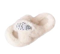 Slippers For Women Soft Fuzzy Sliders Funny Cotton Home Linen Slides Festive Men House Shoes
