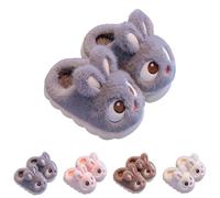 Slippers Girls Boys Winter Warm Plush Slippers Indoor Home Non-Slip Cuddly Wide Lightweight Cartoon Slippers Women's Comfortable Memory Foam Felt Slippers, Grey B, 1.5 UK