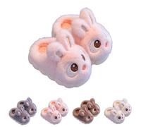 Slippers Girls Boys Winter Warm Plush Slippers Indoor Home Non-Slip Cuddly Wide Lightweight Cartoon Slippers Women's Comfortable Memory Foam Felt Slippers, Pink B, 1.5 UK