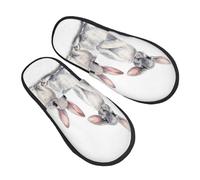 Slippers Grey Rabbits Hare Sketch Lightweight Shoes Cotton Sliders For Adult Home Outdoor M