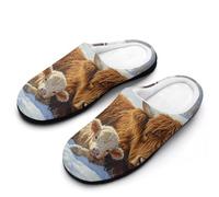 Slippers Highland Cow And Little Farmhouse Fluffy Slippers For Bedroom | Slides Non Slip Washable Fuzzy Slippers For Outdoor Women Winter