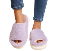 Slippers House for Women Christmas Men Arch Support Cat Foldable Shoes Women's Fluffy Memory Foam Slip on with Cozy Faux Fur Lined Ladies Merry Men's Novelty Purple 4