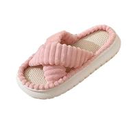 Slippers House for Women Christmas Men Fluffy Disposable Guests Mens Women’s Comfy Striped Knitted Memory Foam Slip on Shoes Indoor Outdoor Womens Pink 6