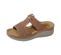 Slippers Ladies Bath Slippers Comfortable Ladies Slippers for Everyday Use Open Toe Design with Flower Embossed Footbed for Ultimate Relaxation Ideal for Summer and Beach Trips, brown, 4 UK