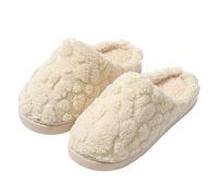 Slippers Ladies House Shoes Womens Fluffy Slippers Cotton Slipper Men Women Home Indoor Warm Thick Bottom Wear Sense of Stepping On The with A Couple of Monthly Shoes Fall Winter Footwear (White, 38)
