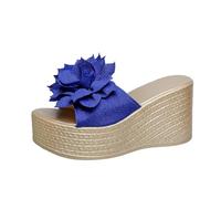 Slippers Ladies Slippers Summer Fashion Slope Heel Thick Bottom Super High Heel Platform Flower One Word Women's Drag Sandals