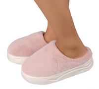 Slippers Ladies UK Pumpkin Halloweenn Pink Cute Indoor Soft Plush Fluffy Slipper Lightweight House Moose Cookie Man Santa Claus Cozy Women for Christmas Men Light Pink 43