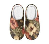 Slippers Men Grey Red Flowers Mens Slippers Woman Comfortable Warm,Anti Slip Rubber Sole,Lightweight,Indoor Outdoor Home Slipper.Suitable For Cold Weather In Spring, Autumn, And Winter