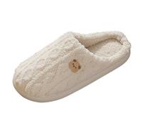 Slippers Men's Closed Brown Slippers - Men's Esprit Cotton Shoes Cuddly Plush Slippers Thermal Felt Slippers Wide House Slippers with Non-Slip Felt Slippers Open Back, White, 10 UK