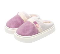 Slippers Men's Closed Lined Wool Lamb Slippers Men's Esprit Cuddly Slippers Fluffy Felt Slippers Platform Winter Slippers Warm Lined Cotton Shoes Cuddly House Slippers, purple, 8 UK