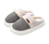 Slippers Men's Closed Lined Wool Lamb Slippers Men's Esprit Cuddly Slippers Fluffy Felt Slippers Platform Winter Slippers Warm Lined Cotton Shoes Cuddly House Slippers, gray, 8 UK