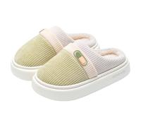 Slippers Men's Closed Lined Wool Lamb Slippers Men's Esprit Cuddly Slippers Fluffy Felt Slippers Platform Winter Slippers Warm Lined Cotton Shoes Cuddly House Slippers, Green, 8 UK