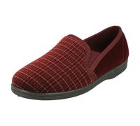 Slippers Mens Slippers Checkered Pattern Full Slippers - Ryan - Wine - UK 10
