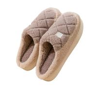 Slippers Men's Winter Warm Slippers Men's Plush Lined Felt Slippers Slip On Flat Comfortable Slippers with Soft Sole Cuddly Slippers Heated Cotton Shoes Indoor and Outdoor Use, coffee, 8 UK
