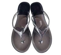 Slippers Slides Women's Elegant Women's Summer Transparent Jelly Crystal Flat Bottom Toe Flip Flops Beach Sandals Slippers Flip Flops Women's Sport Non-Slip, black, 9 UK