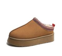 Slippers Snow Boots For Women Winter Cashmere Warm Thick Soles Without Heel-Covered Hair Half Slipper Cotton Shoes For Women-Brown-35