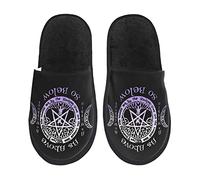Slippers Wiccan Pagan Witch Tripple Moon Pentagram Lined House Slippers Polyester Men'S Slippers Non Slip Bedroom Socks Shoe For Guest, Travel, Men L