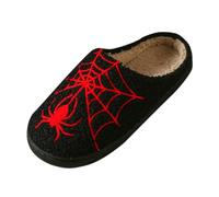 Slippers with Spider Web Pattern Halloween Christmas Cartoon House Slippers Winter Cuddly Warm Shoes Cuddly Slippers Soft Ghost Plush Slippers House Slippers