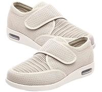 Slippers Women Adjustable Women's Diabetic Shoes for Women Wide Width Elderly Shoes with Adjustable Closure Lightweight Breathable Swollen Feet Walking Edema Sneakers,Beige,40 EU