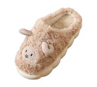 Slippers Women Cute Cartoon Sheep Slippers For Couples Soft Cozy Indoor Fleece Shoes For Fall And Winter Warm Home Slippers (Khaki, 4)