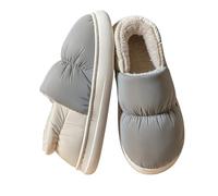 Slippers Women House for Christmas Men Hotel Shower Slip on Shoes Women's Fluffy Memory Foam with Cozy Faux Fur Lined Ladies Womens Unisex Halloween Cute Fuzzy Grey 6