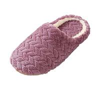 Slippers Women Jacquard Floor Indoor Slipper Lightweight Warm Winter Slipper Non-Stop Daily Comfort Couple House Shoe Non-Slip Rubber Sole Slippers Winter Warmth Lining Women Shoes
