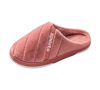 Slippers Women/Kids Winter Couples Women Warm Baotou Soft Floor Comfortable Plain Flat Cotton Slippers Shoes Yellow Ladies 42, red, 7 UK